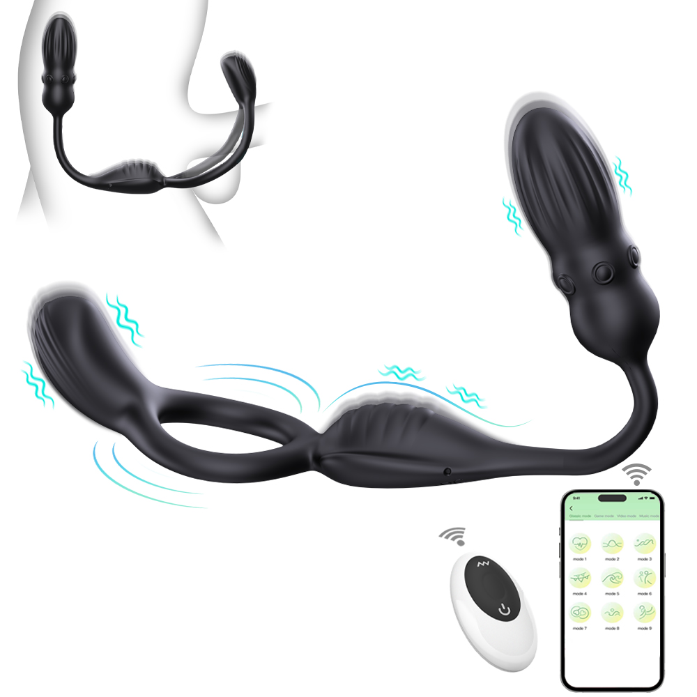 Anal Vibrator Prostate Massager,Vibrating Penis Ring Taint Stimulator