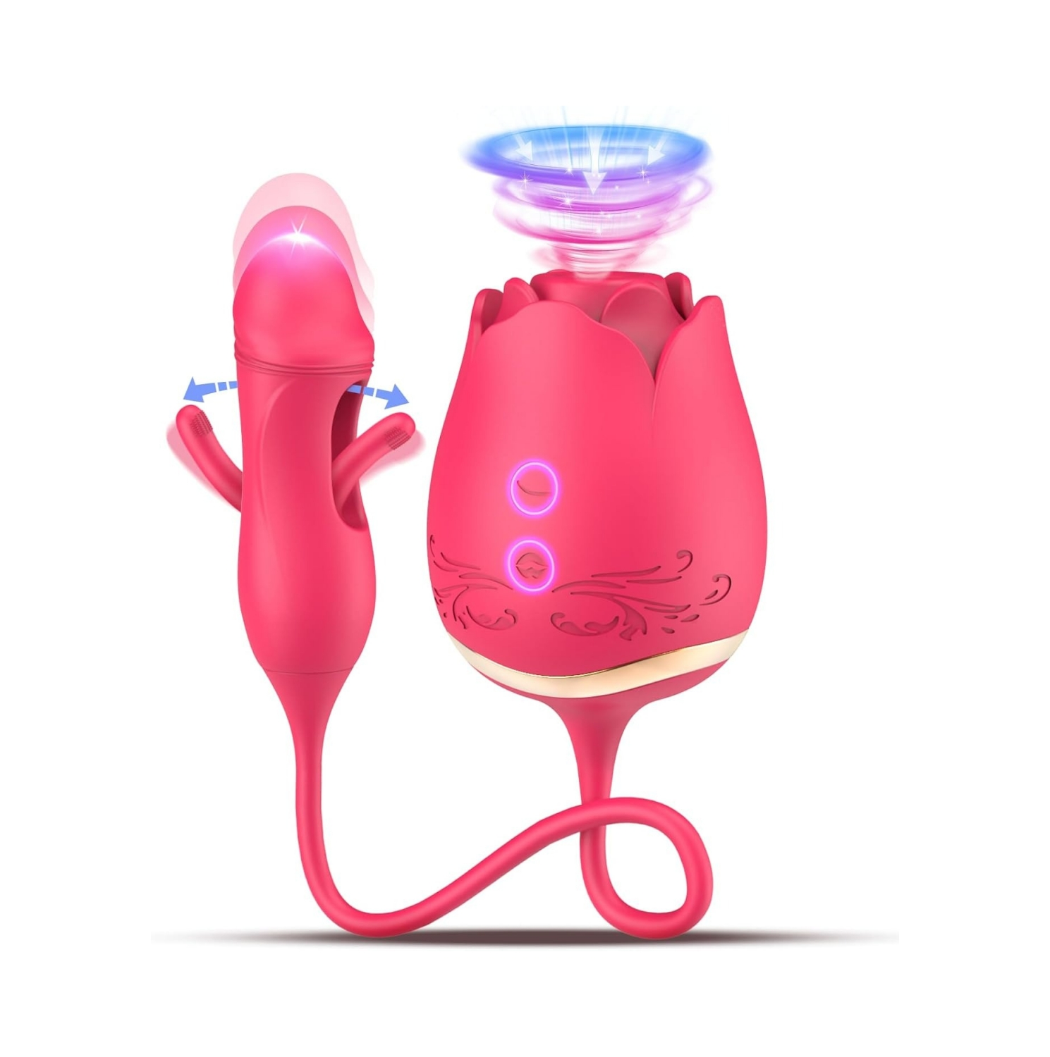 Rose Sex Toys Sucking Vibrator,with 10 Suctions 10 Flapping Modes