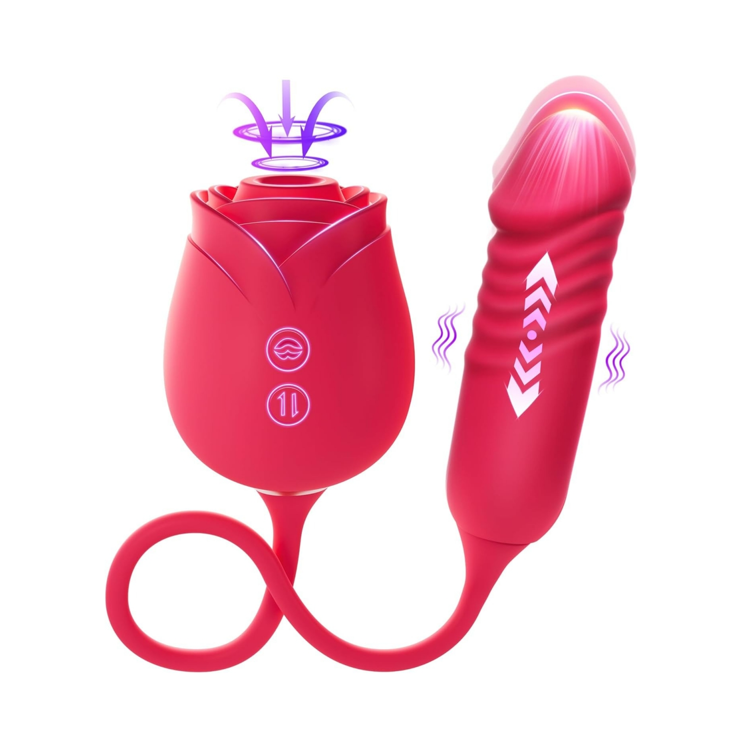 Rose Sex Toy with Thrusting G Spot Vibrators & 10 Sucking Modes